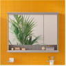 Шкаф VITRA VALARTE 80 см с зеркальными дверцами, с LED подсветкой, цвет серый матовый 62232